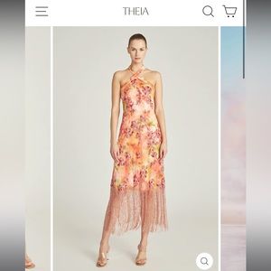 Brigette Fringe Halter Dress- THEIA